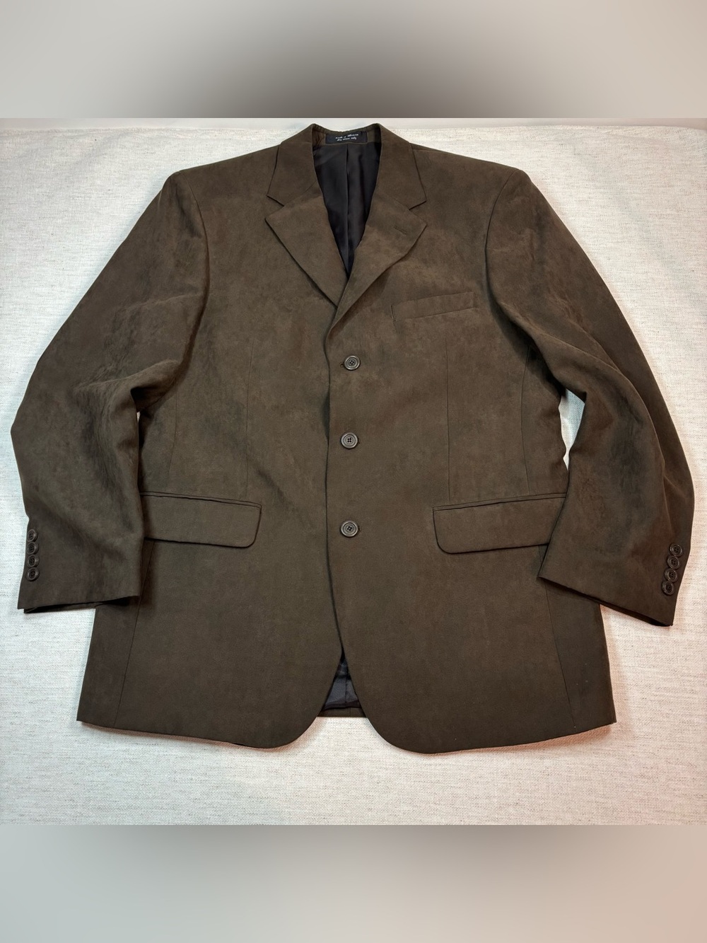 Andrew Fezza men’s size 40R faux suede blazer sport coat in brown 3 button